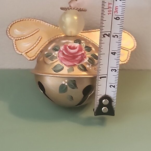 Metal Angel Jingle Bell Christmas Ornament Hand Painted Signed - Picture 7 of 7